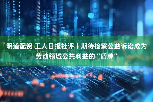 明道配资 工人日报社评丨期待检察公益诉讼成为劳动领域公共利益的“盾牌”