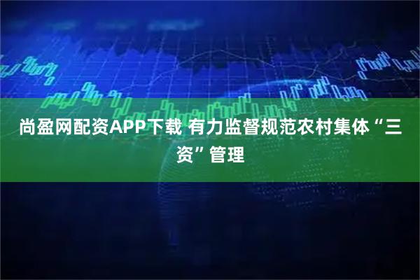 尚盈网配资APP下载 有力监督规范农村集体“三资”管理